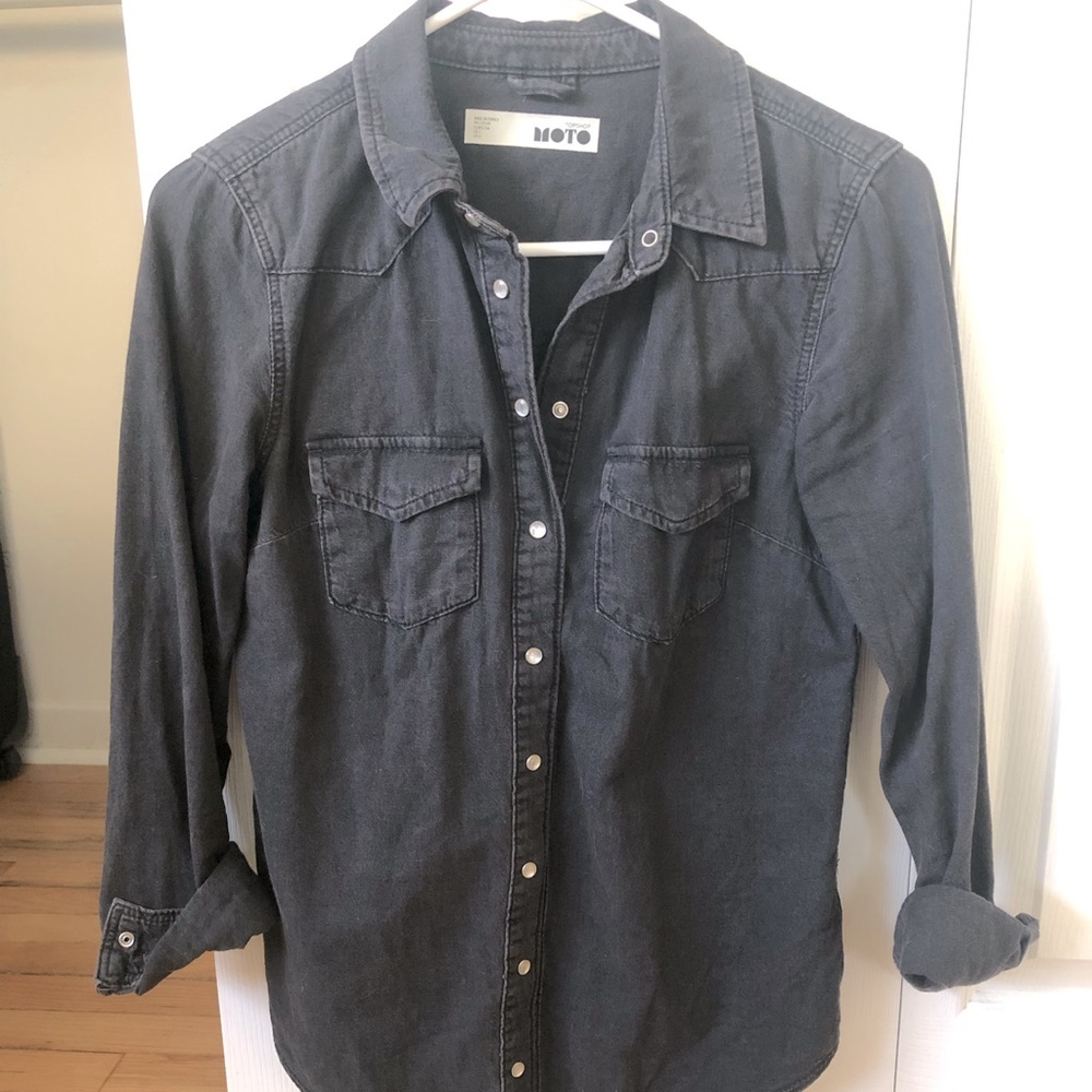 Topshop MOTO Black Denim Shirt